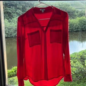 Long sleeve formal red top